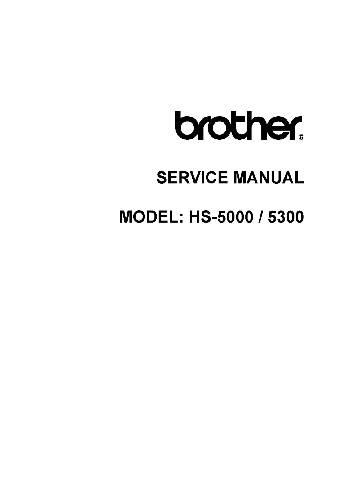 Brother HS-5300, HS-5000 Service Manual