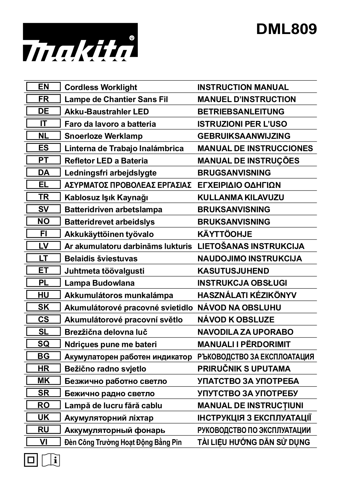 Makita DEADML809 operation manual