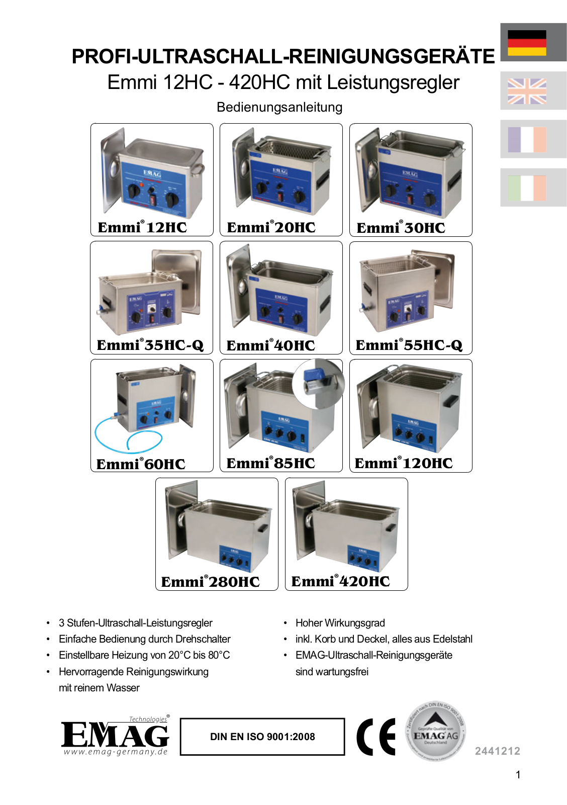 EMAG 120HC, 30HC, 280HC, 20HC, 60HC User Manual