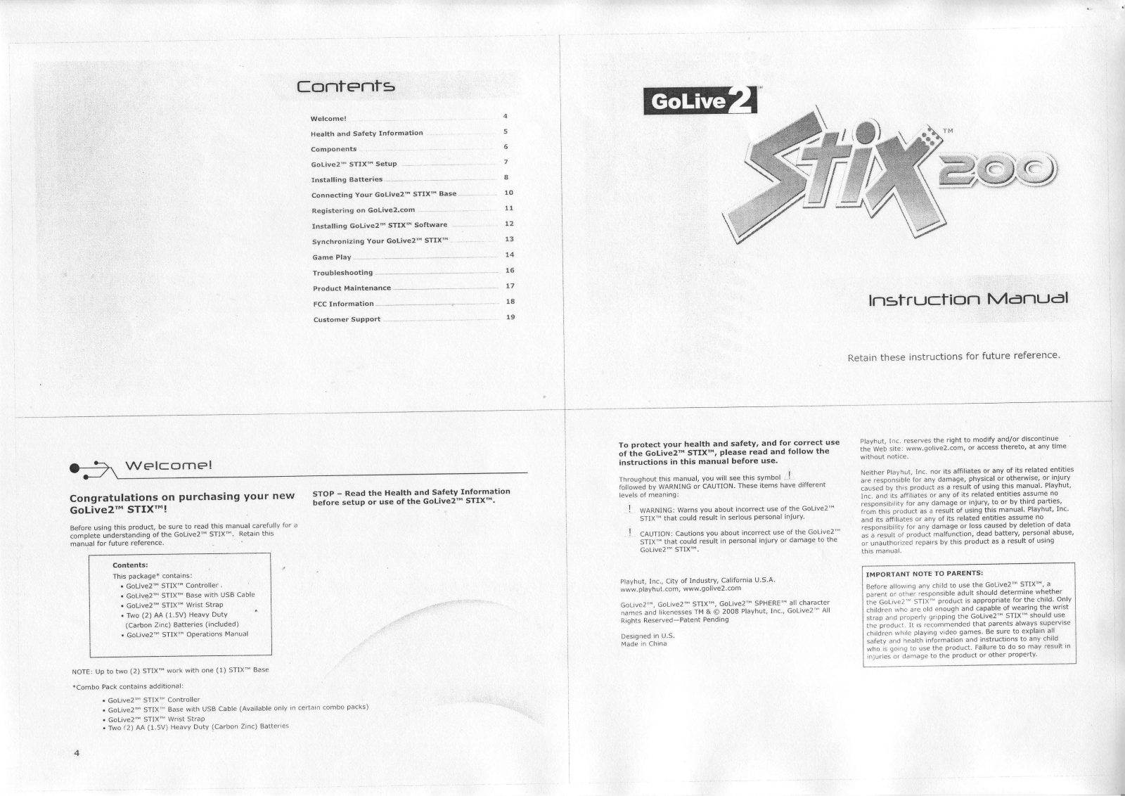 Playhut STIX23970WS User Manual