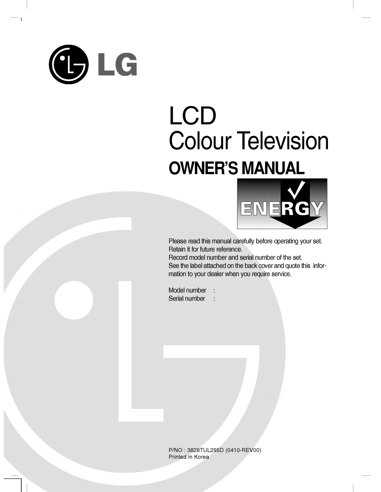 LG RZ-23LZ41, RZ-23LZ50 User Manual