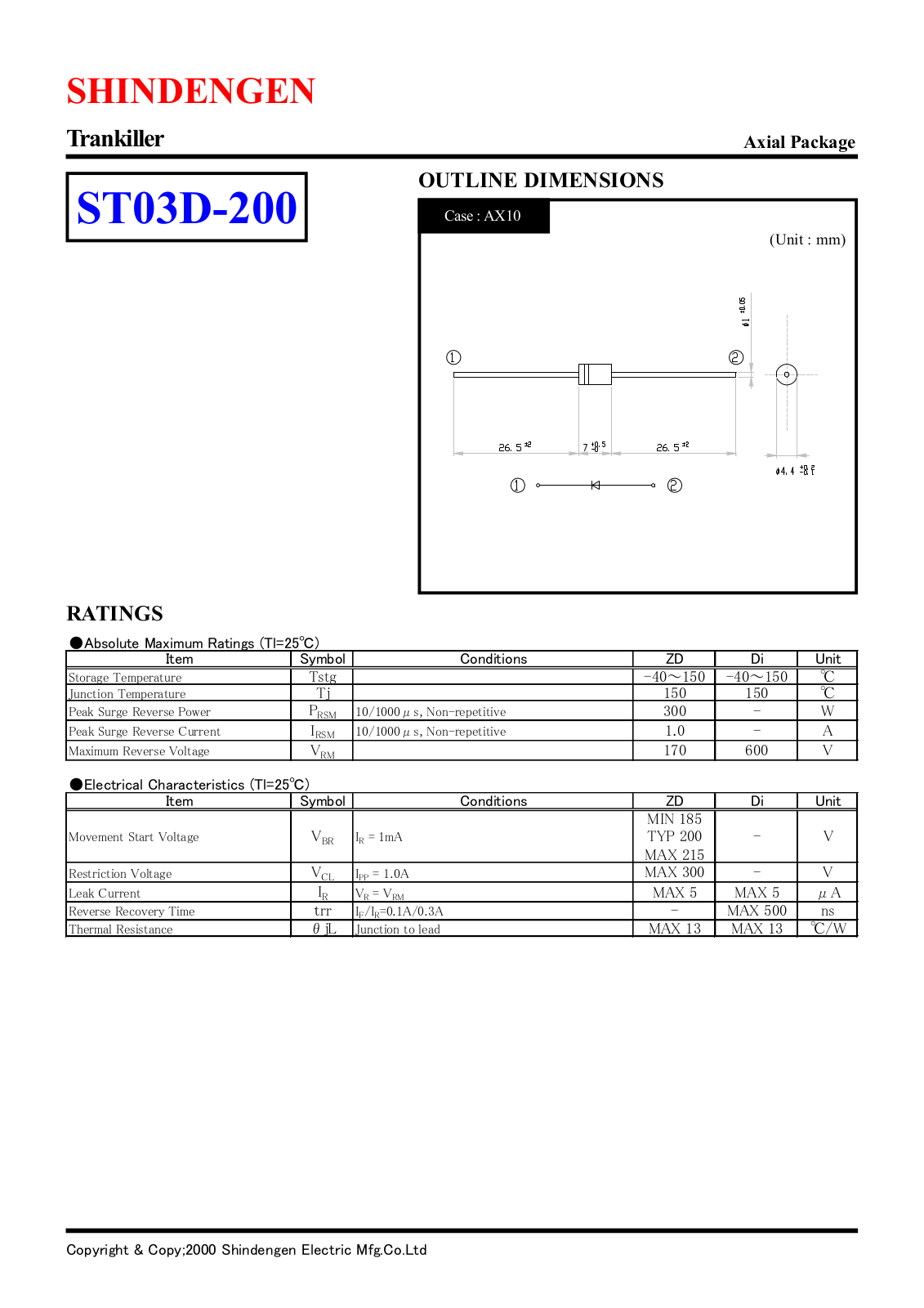 Shindengen Electric Manufacturing Company Ltd ST03D-200 Datasheet