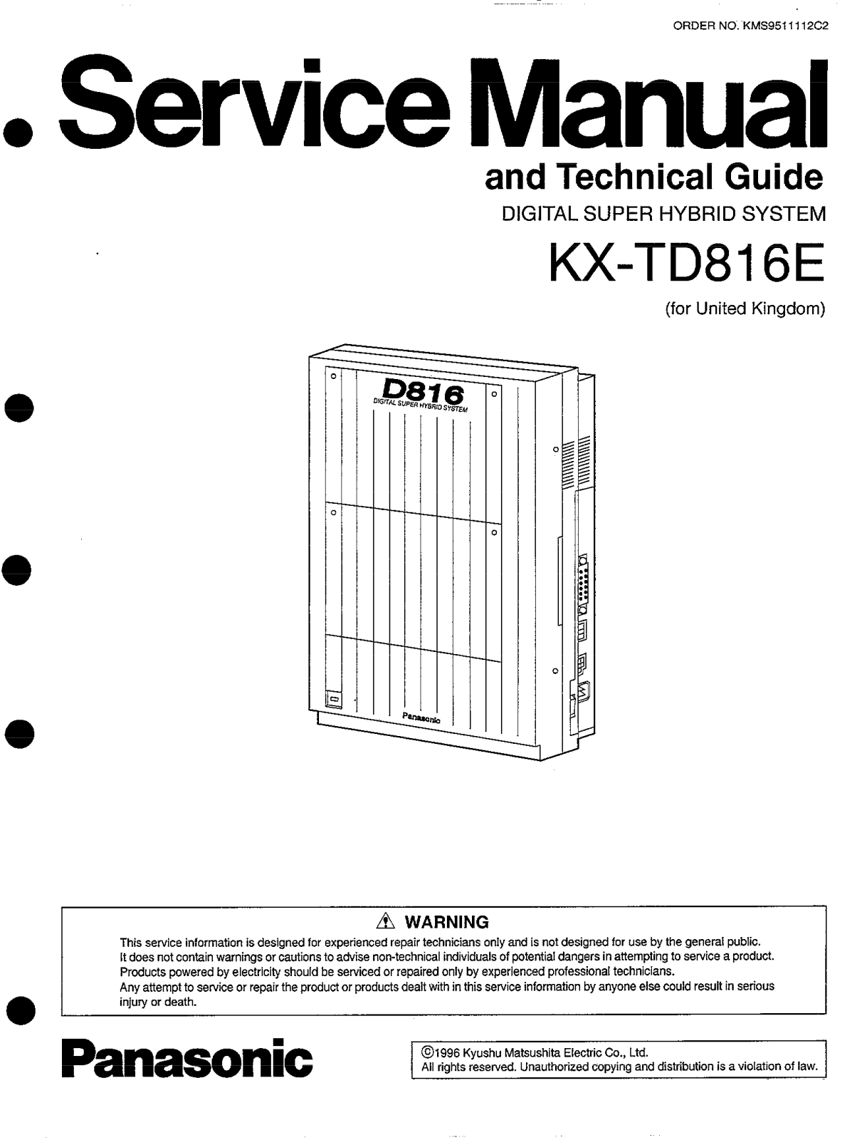 Panasonic KX-TD816E Service manual