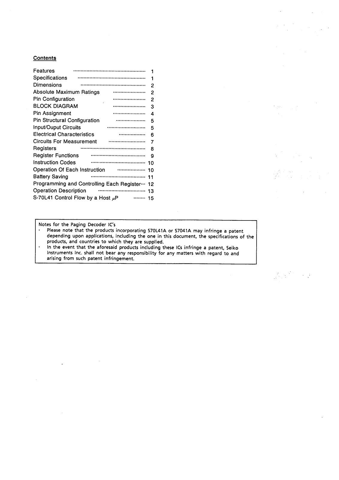 Epson S-70L41B Datasheet