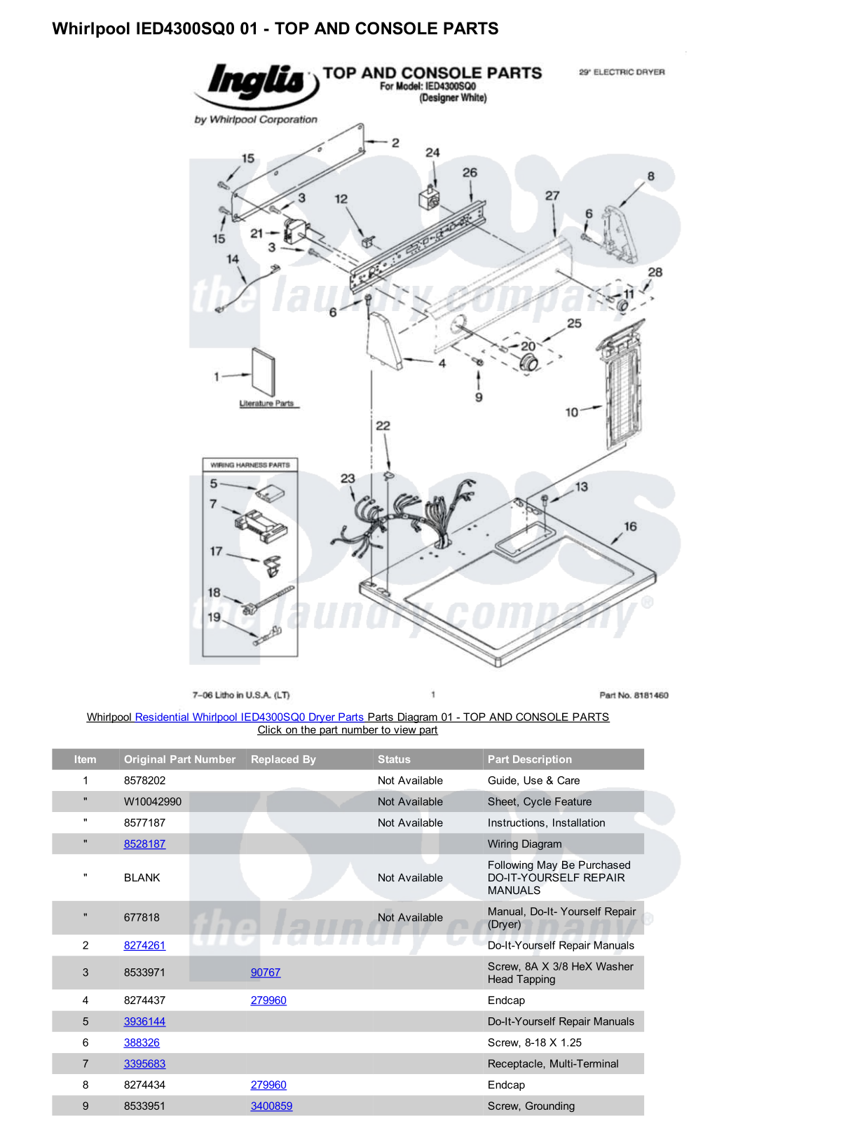 Whirlpool IED4300SQ0 Parts Diagram