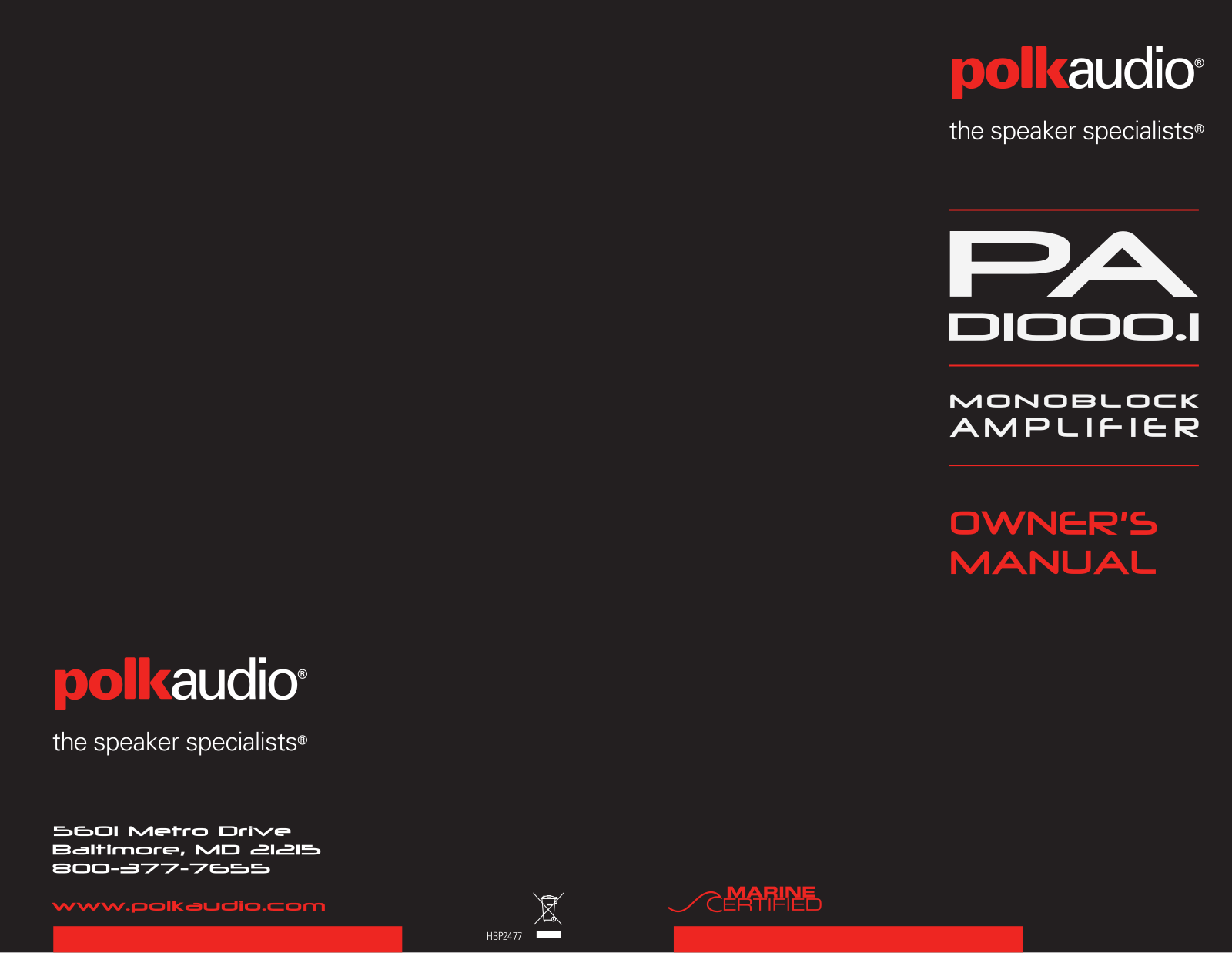 Polk Audio PAD1000.1 User Manual