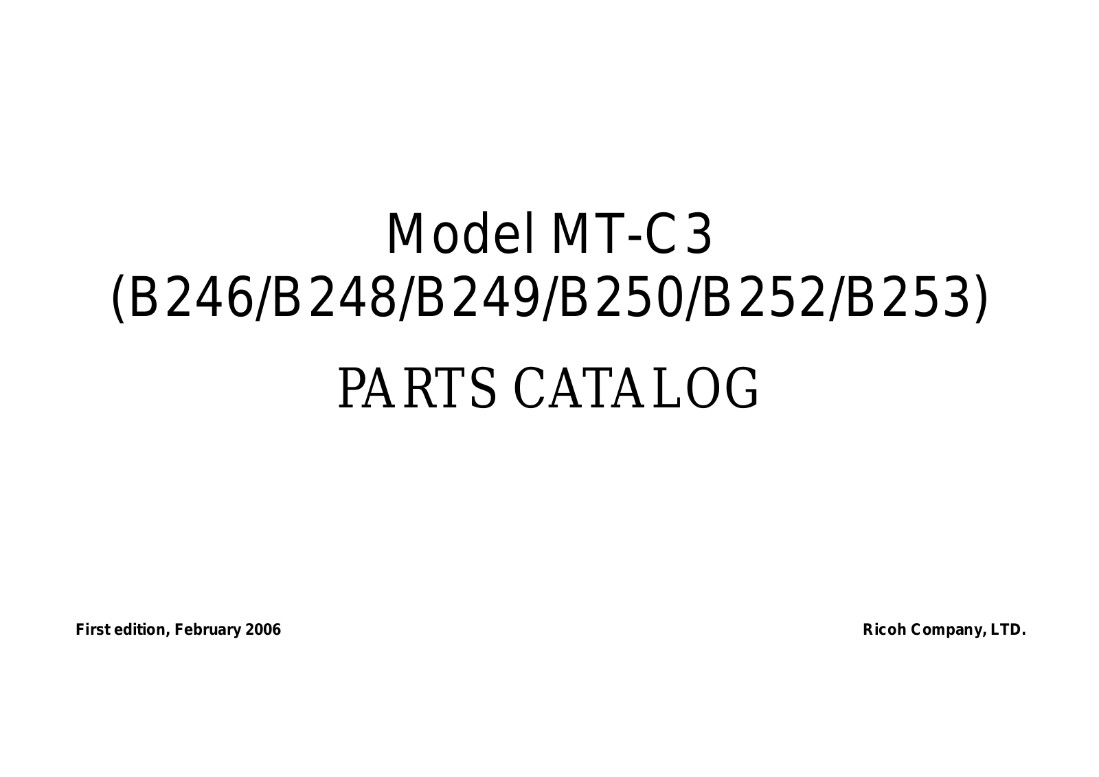 Ricoh MT-C3, B248, B249, B250, B252 Service Manual