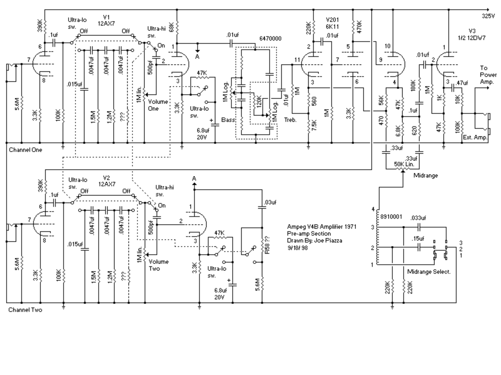 Ampeg v 4b 1971 schematic