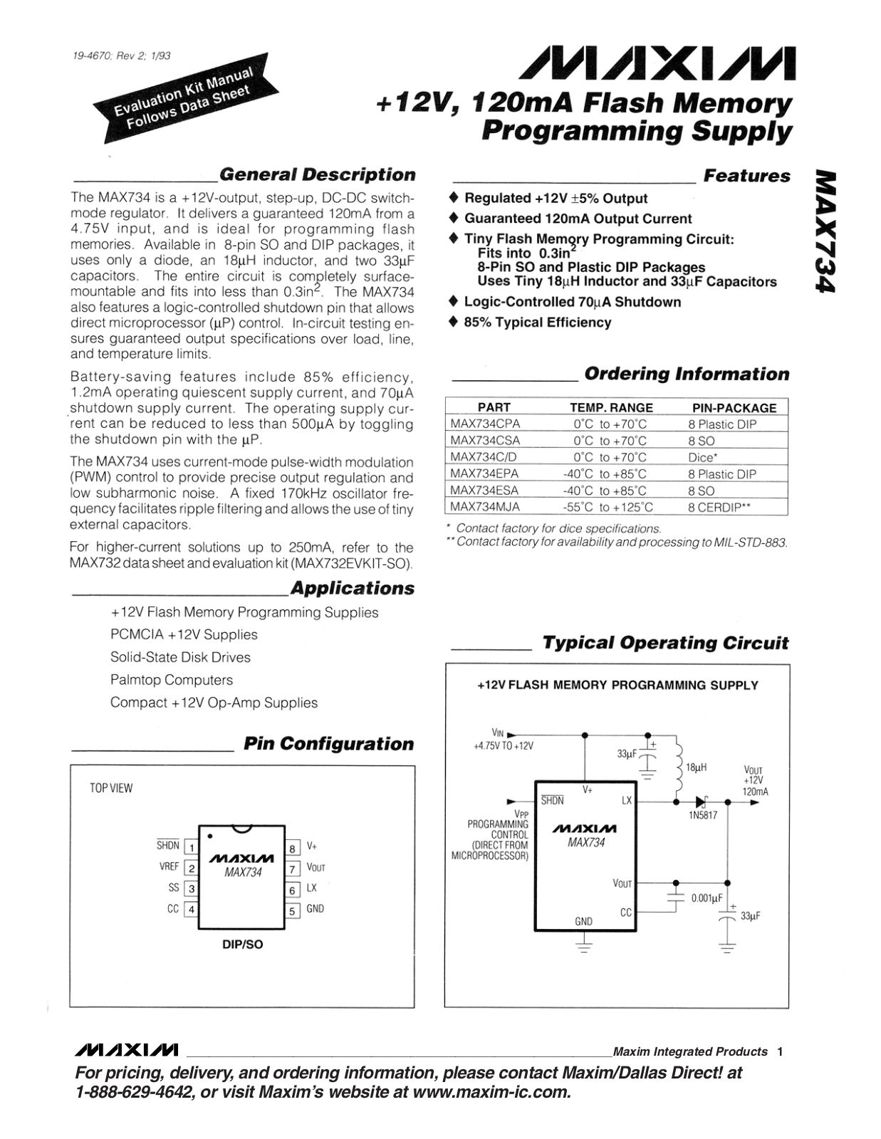 MAXIM MAX734 User Manual