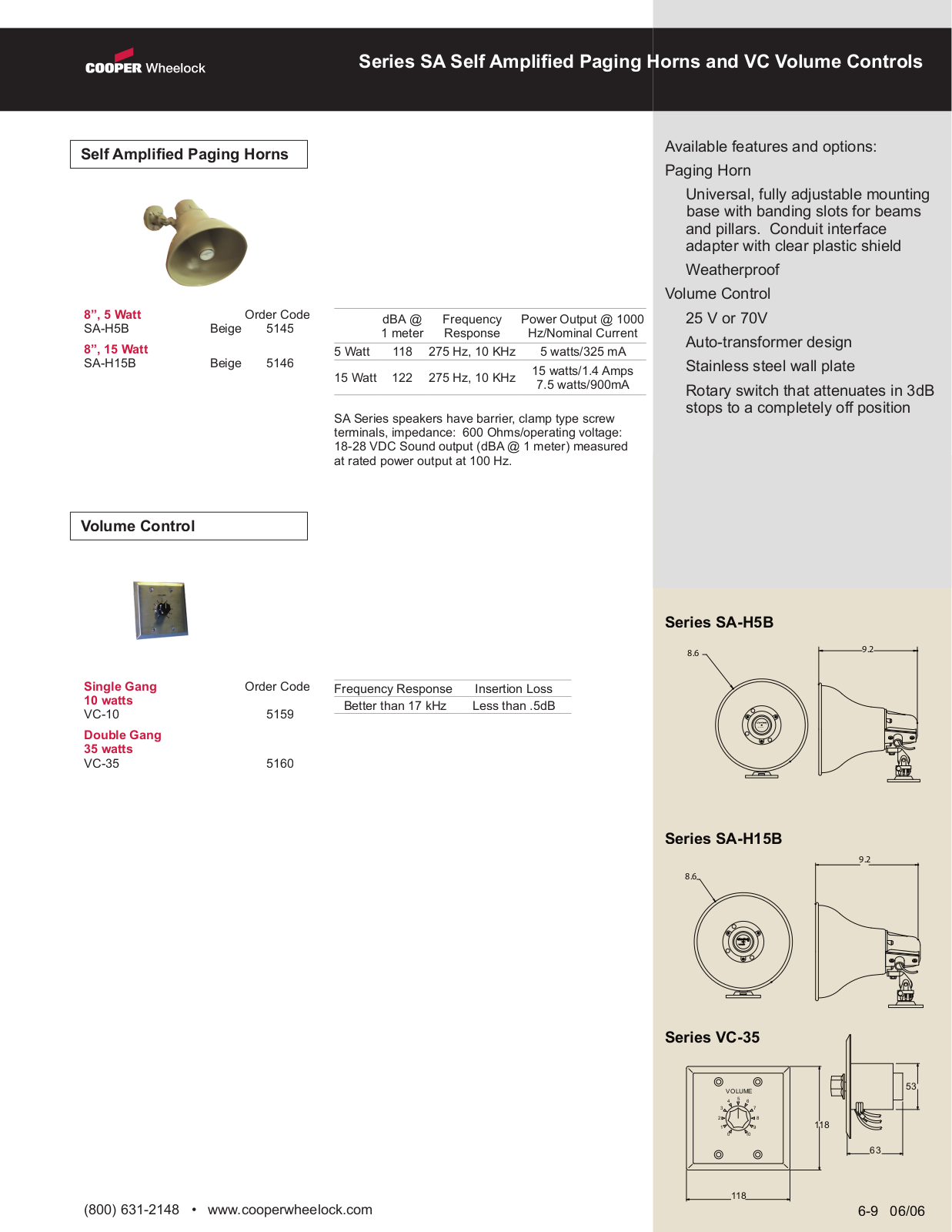 wheelock SA-H15, SA-H15-B, SA-H5, SA-H5-B Service Manual