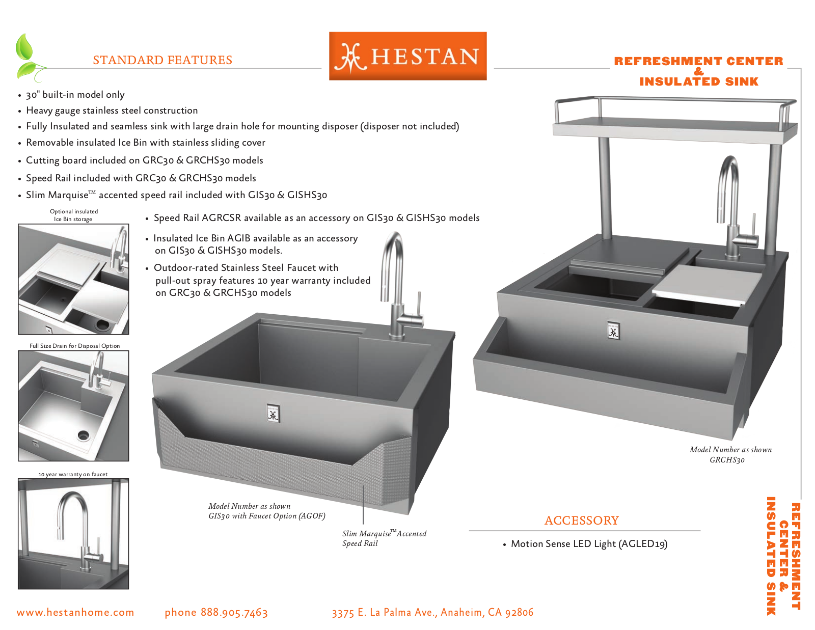 Hestan AGIB, AGRCSR, GRCHS30, GISHS30, GIS30 Specifications