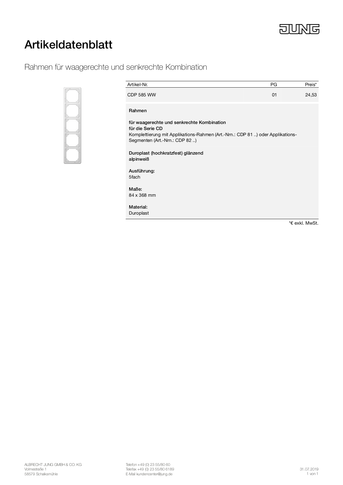 Jung CDP 585 WW User Manual