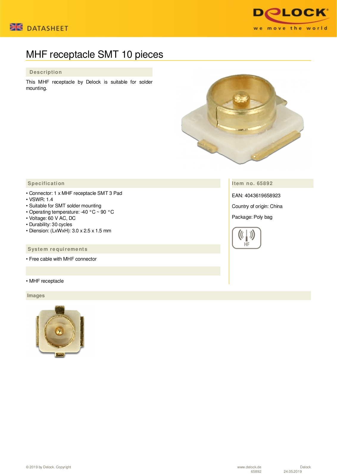 DELOCK 65892 Datasheet - ManualMachine.com