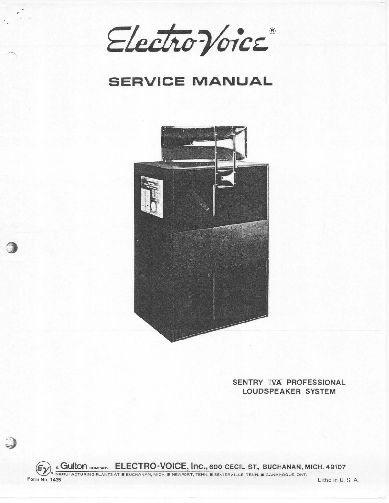 Electro-voice SENTRY IVA DATASHEET