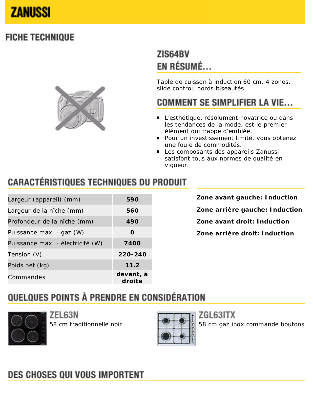 ZANUSSI ZIS64BV User Manual