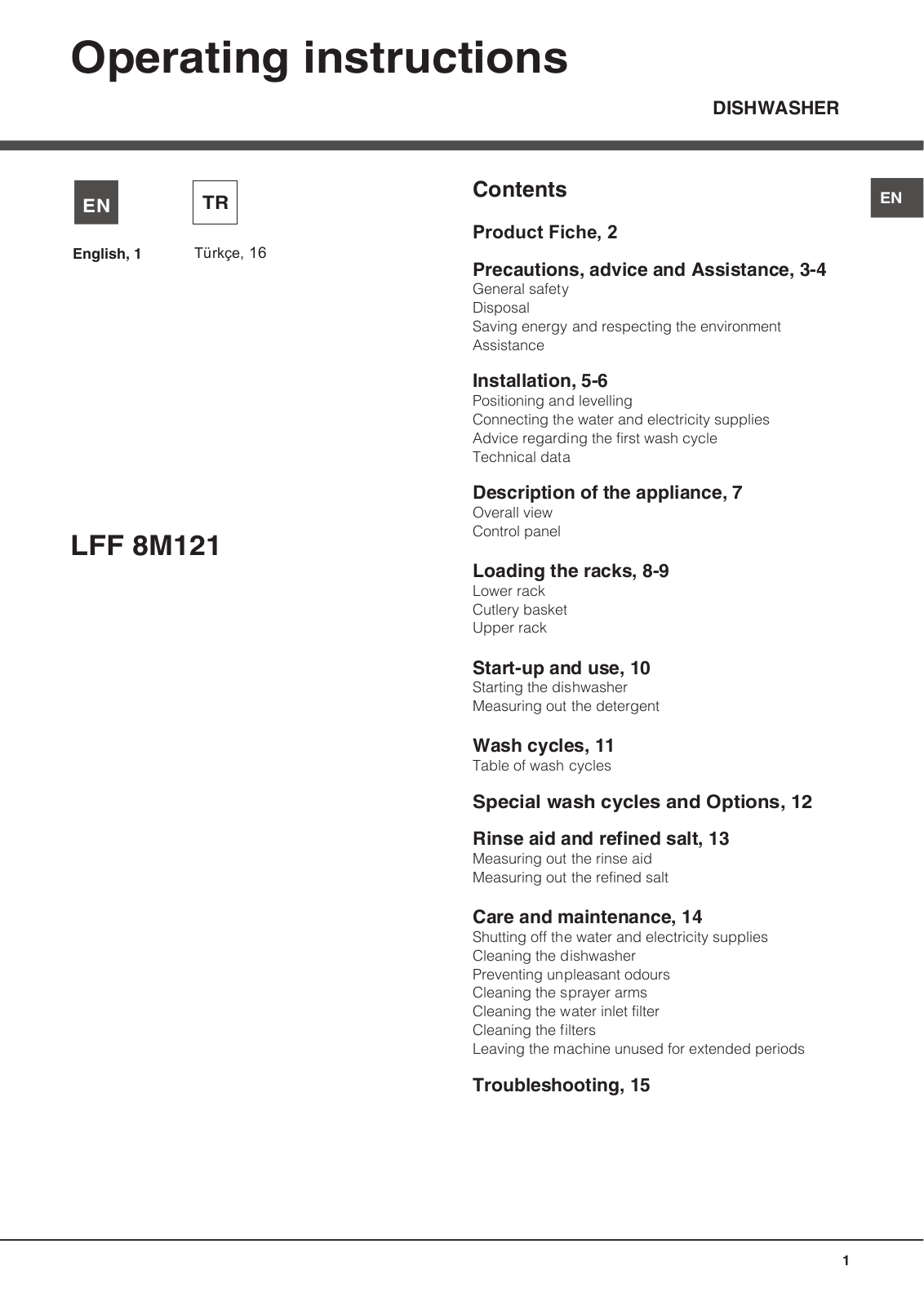 Hotpoint LFF 8M121 B EU User Manual