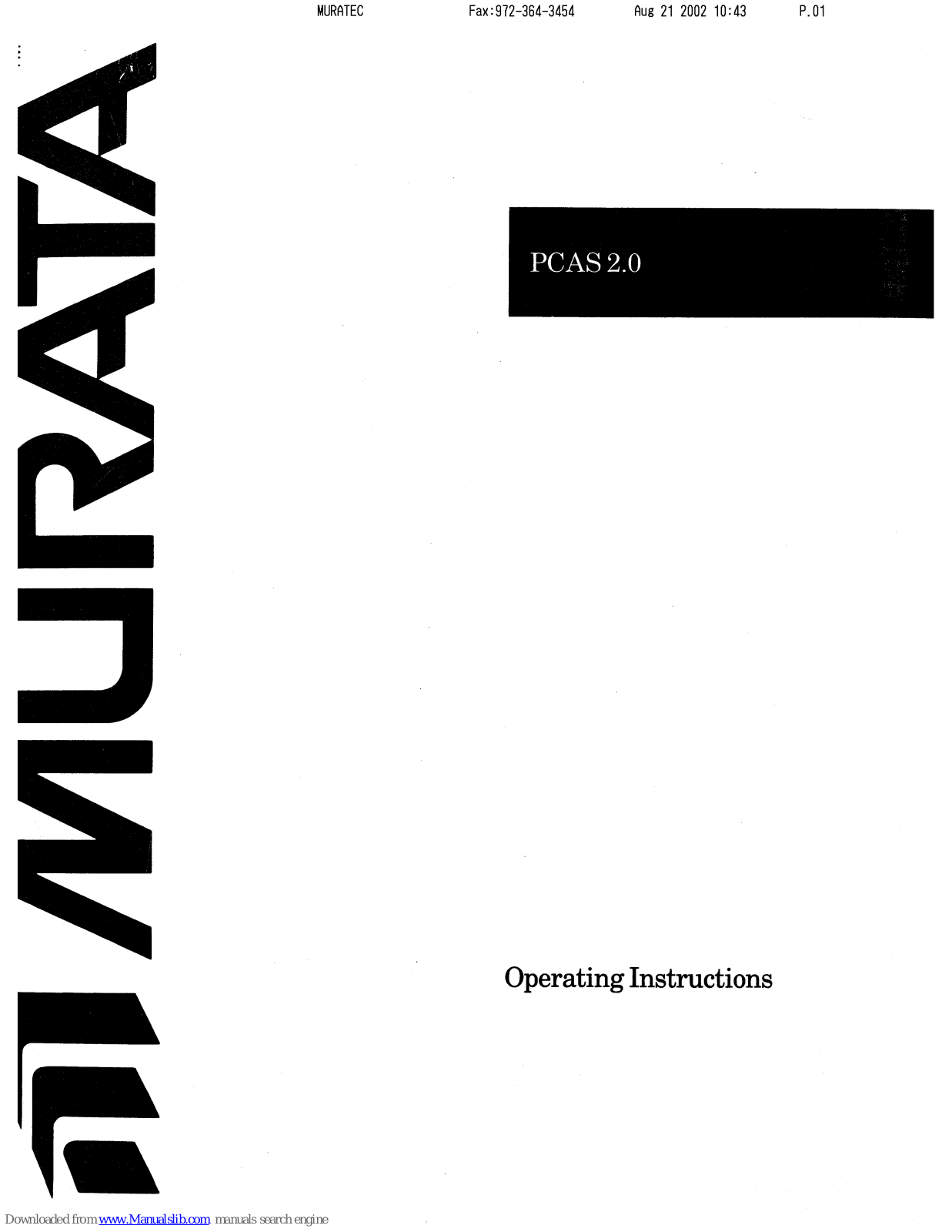 Murata F-50, F-55, PCF9, PCAS 2.0 Software Manual - ManualMachine.com
