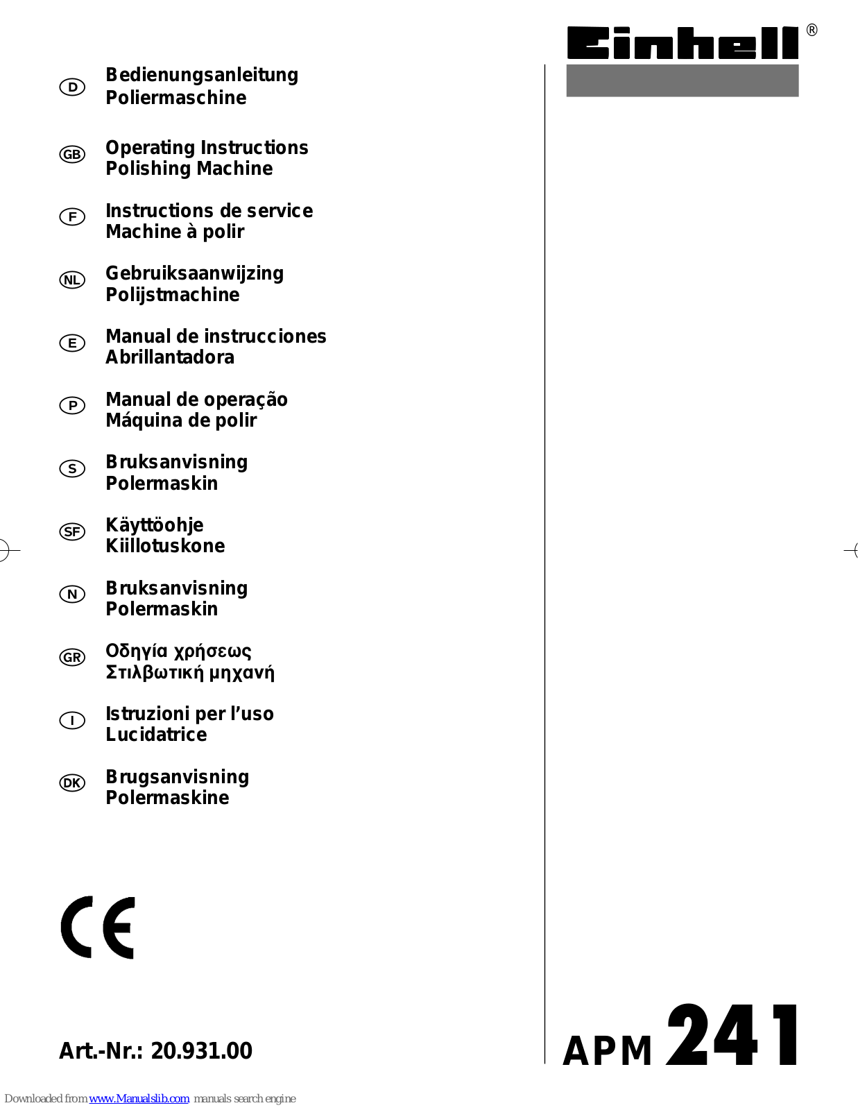 EINHELL APM241 Operating Instructions Manual