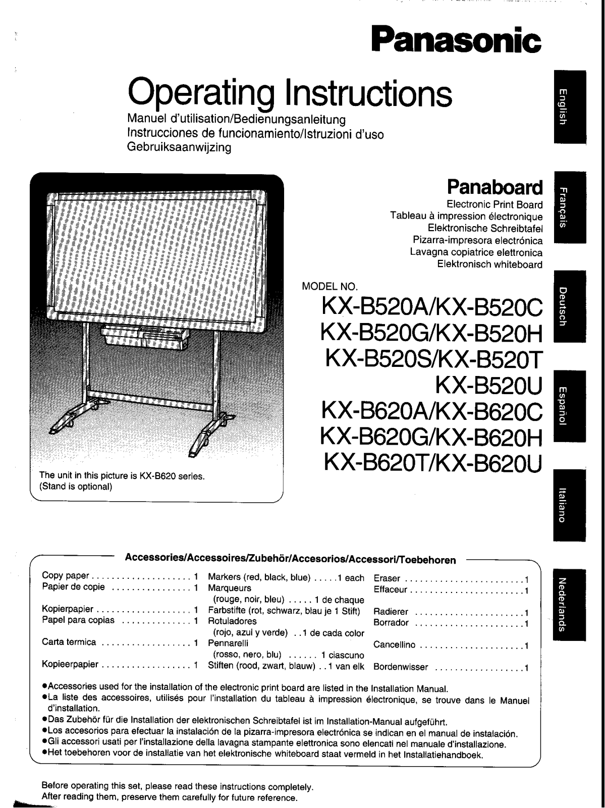 Panasonic KX-B620U Operating Instruction