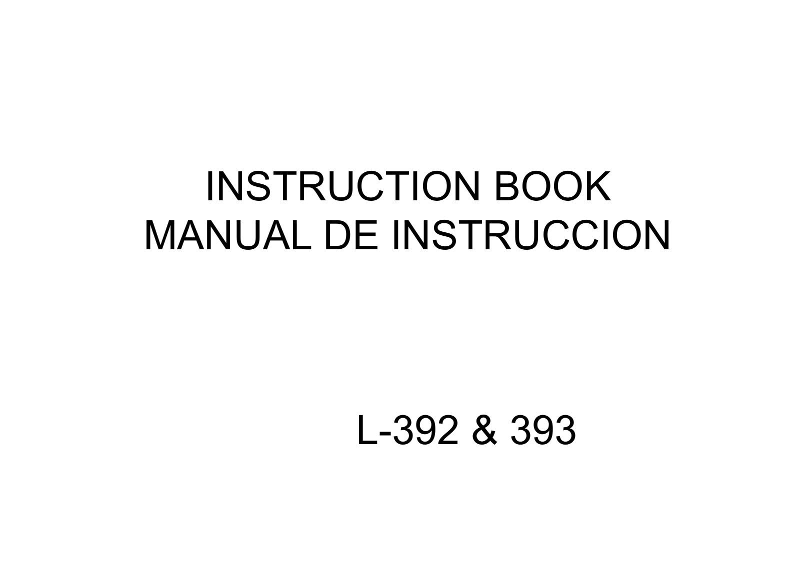 Janome L392, L393 Instruction Manual