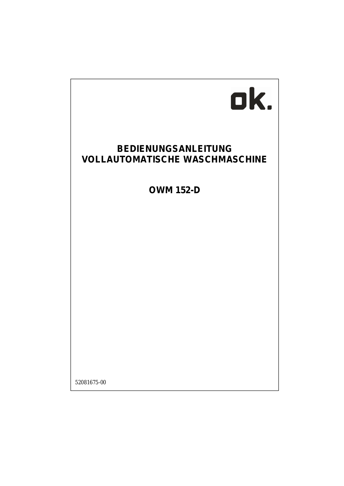 OK OWM 152-D User Manual