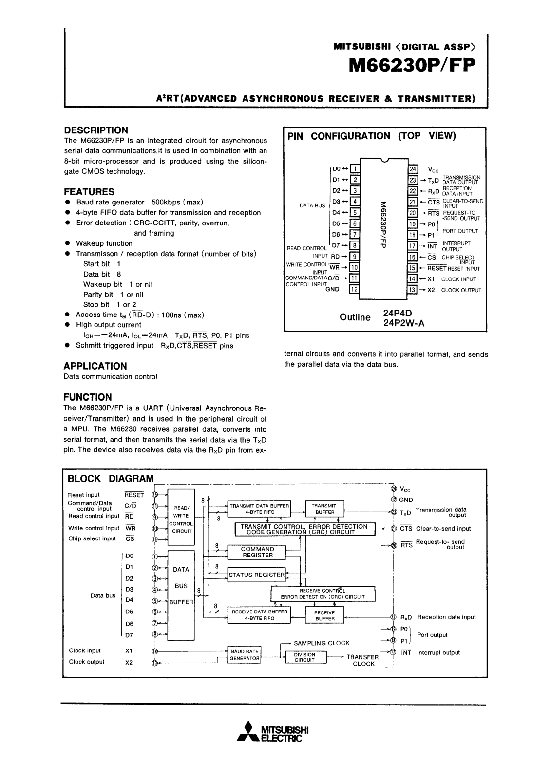 Mitsubishi M66230P, M66230FP Datasheet