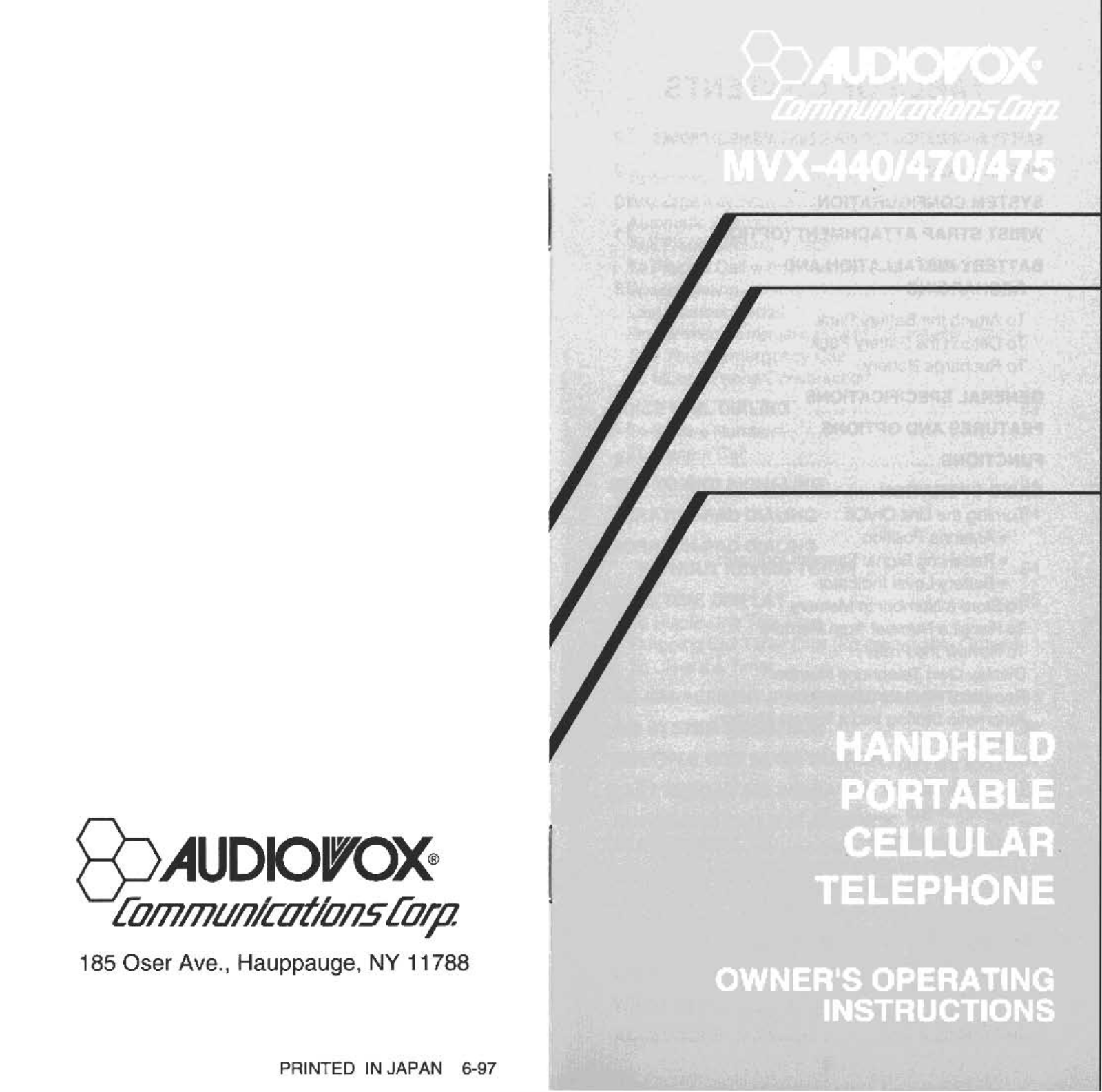 Audiovox MVX-440, MVX-475 User Manual