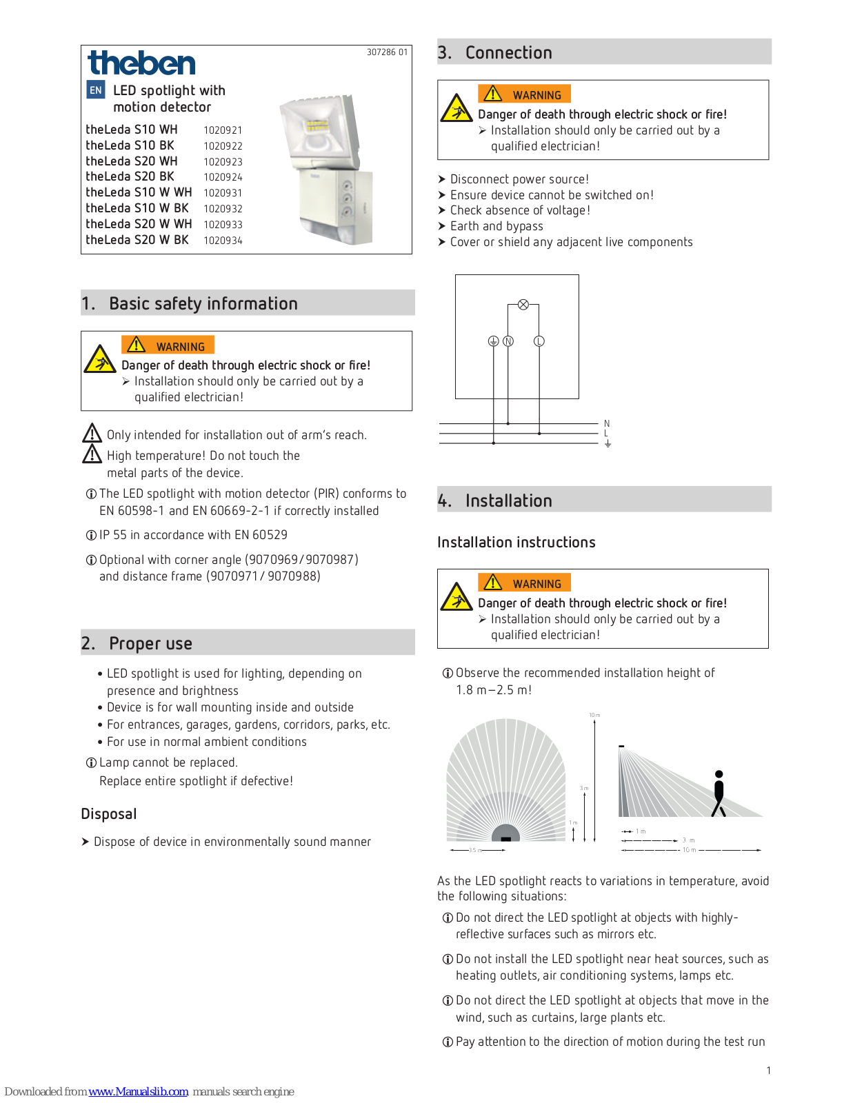 Theben theLeda S10 WH, theLeda S20 WH, theLeda S20 BK, theLeda S10 BK, theLeda S10 W WH Instructions Manual