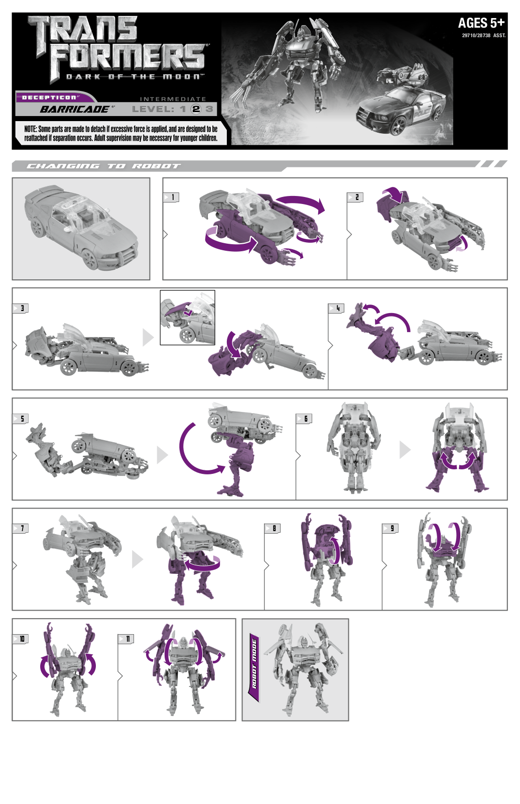 HASBRO TRANSFORMERS MECHTECH Deluxe Class BARRICADE User Manual