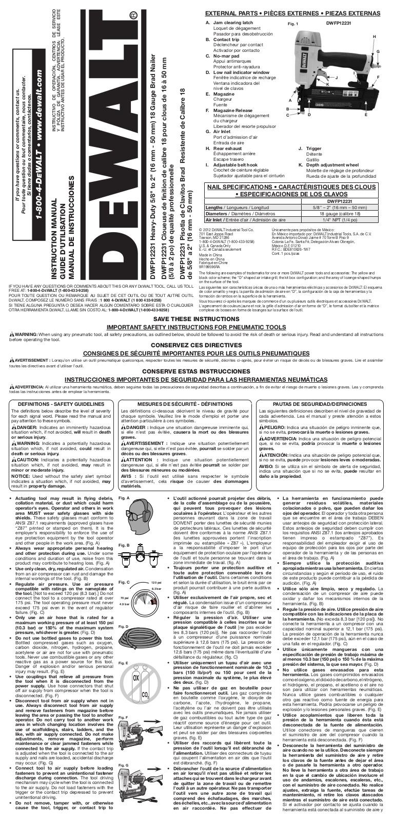 DeWalt DWFP12231 User Manual