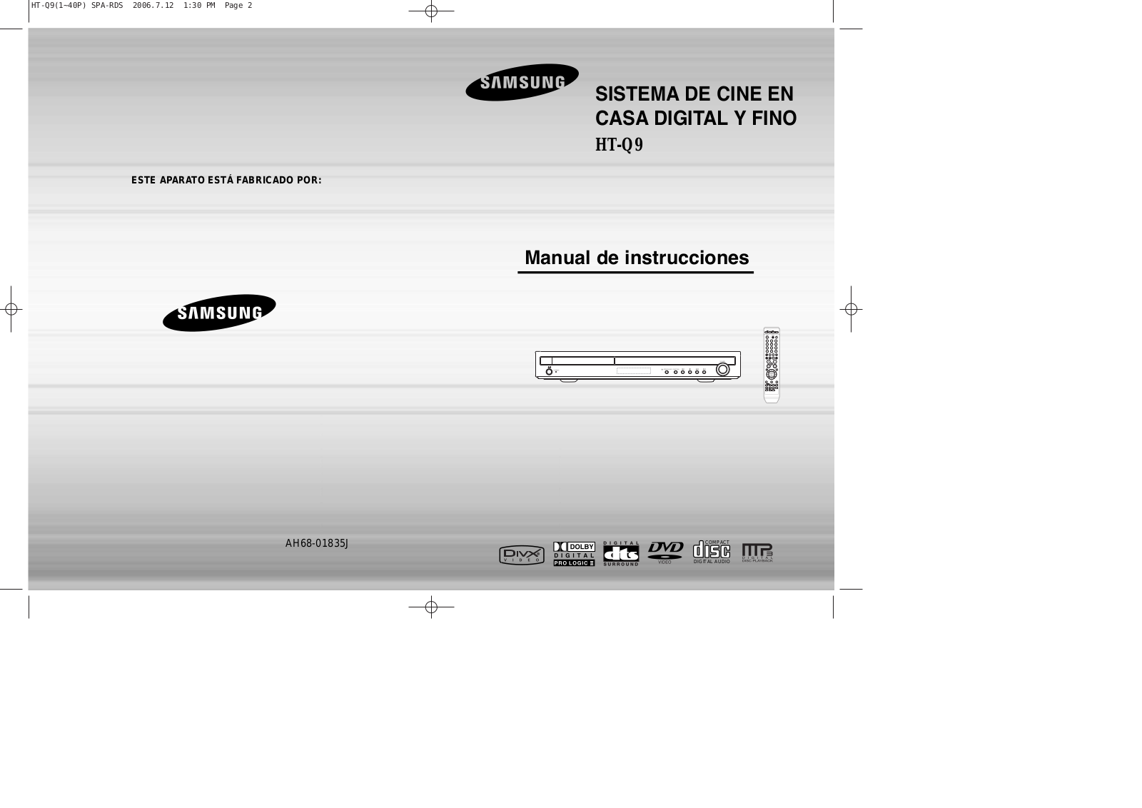 Samsung HT-Q9R User Manual