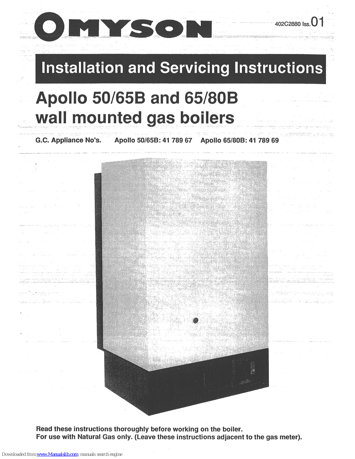 Omyson Apollo 50/65B, Apollo 65/80B Installation And Servicing Instructions