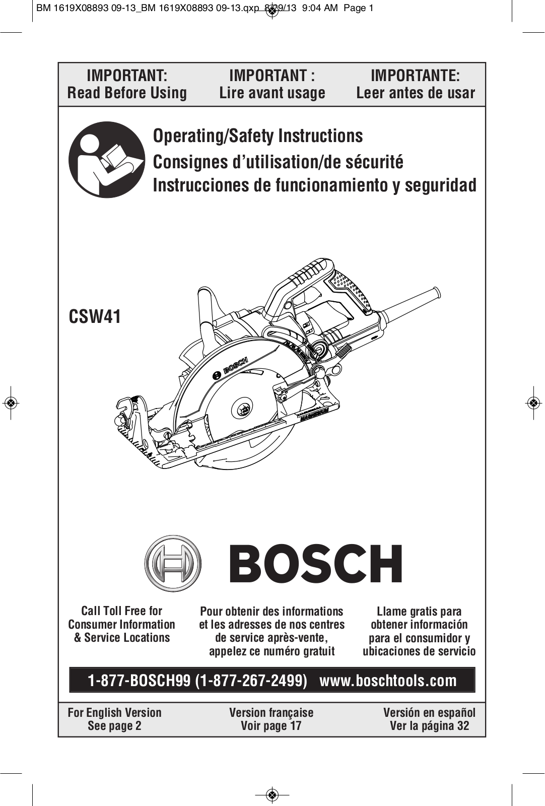 Bosch Power Tools CSW41 User Manual - ManualMachine.com