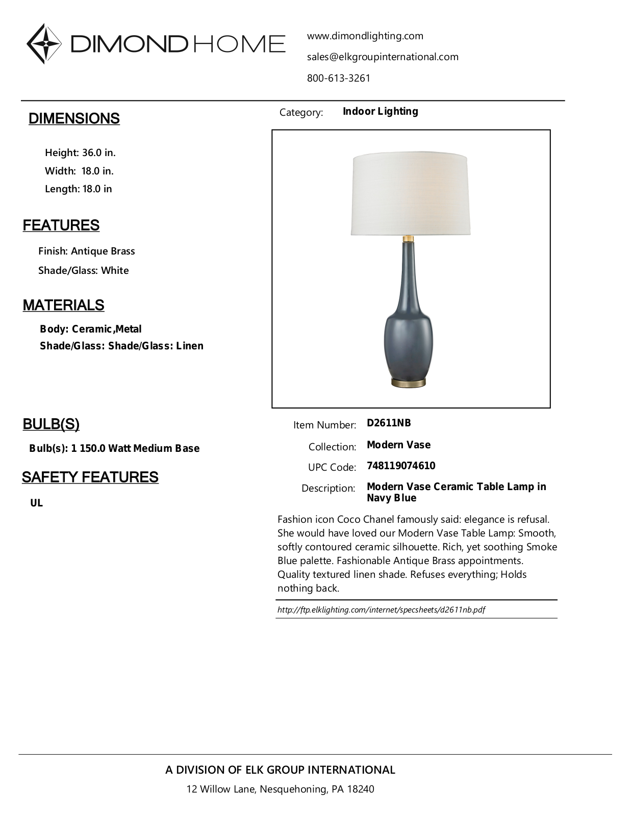 ELK Home D2611NB User Manual