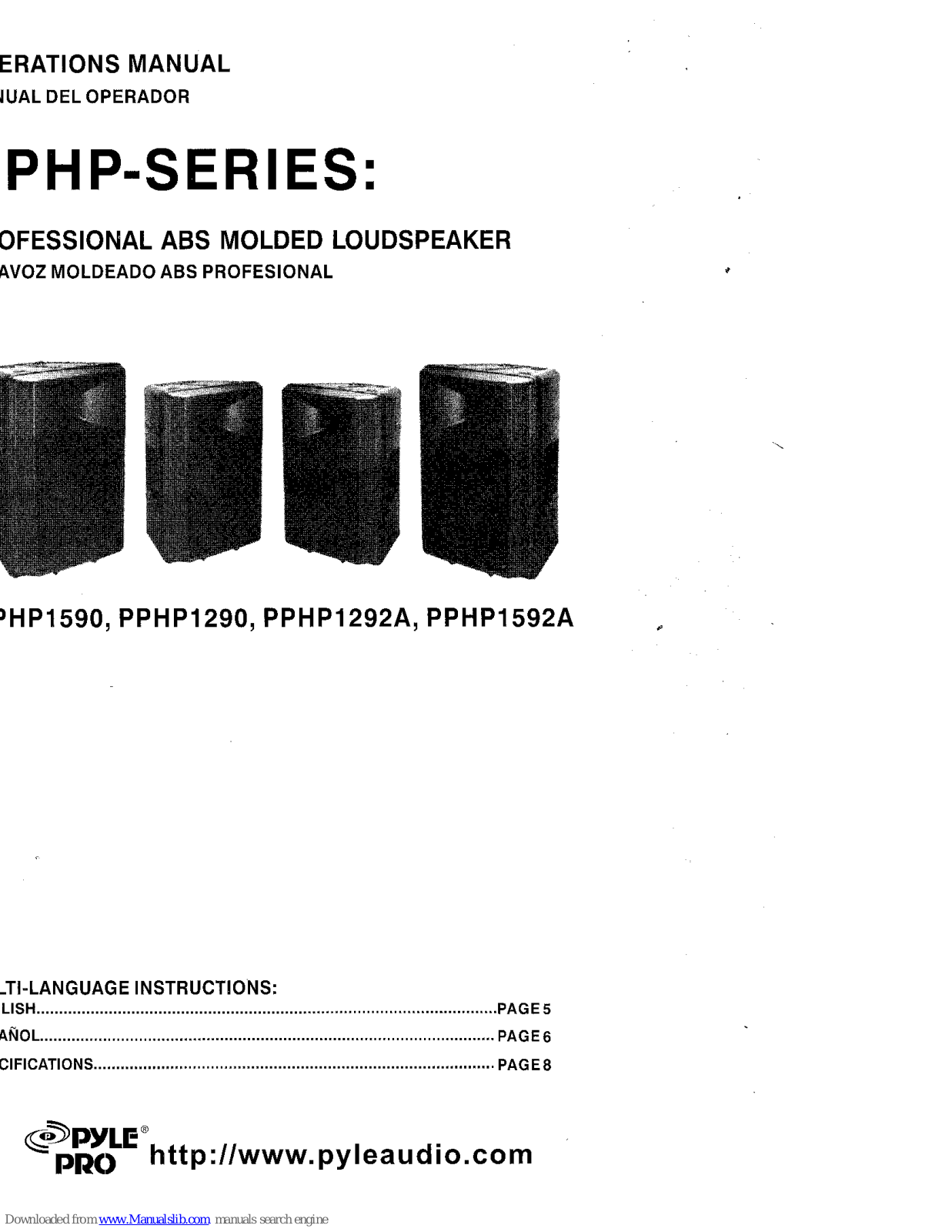 Pyle Pro PPHP1290, PPHP1292A, PPHP1590, PPHP1592A Operation Manual