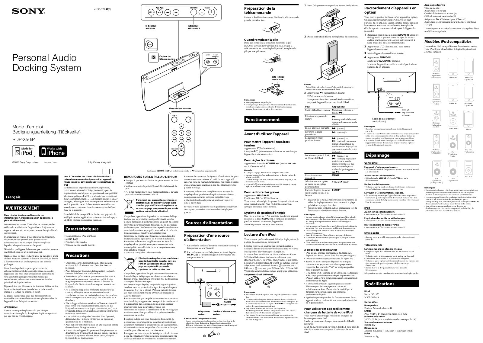 SONY RDP-X50IP User Manual