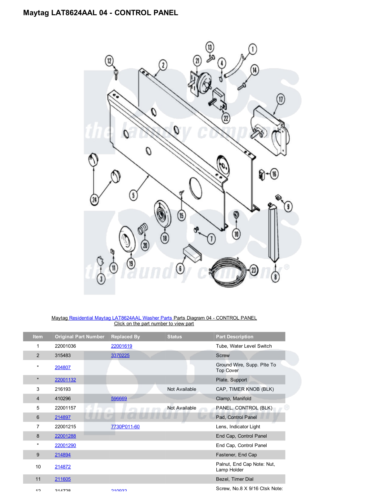 Maytag LAT8624AAL Parts Diagram