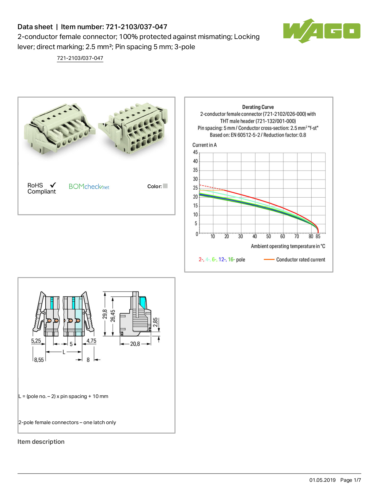 Wago 721-2103/037-047 Data Sheet