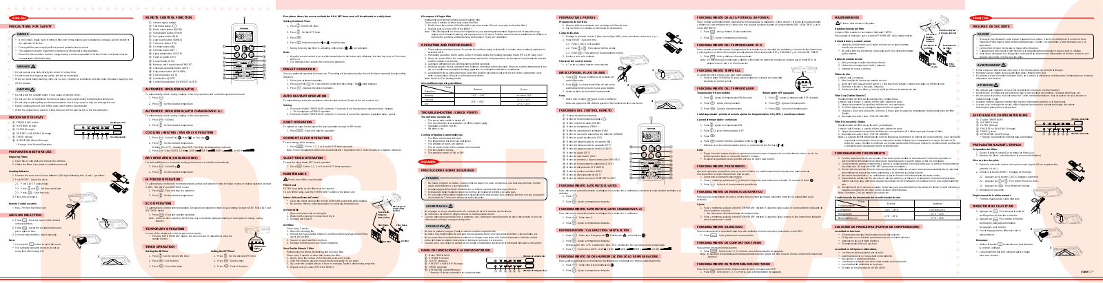 Toshiba RAS-18GFHP-ES2, RAS-18GFP-ES2, RAS-24GFP-ES2 Owners Manual