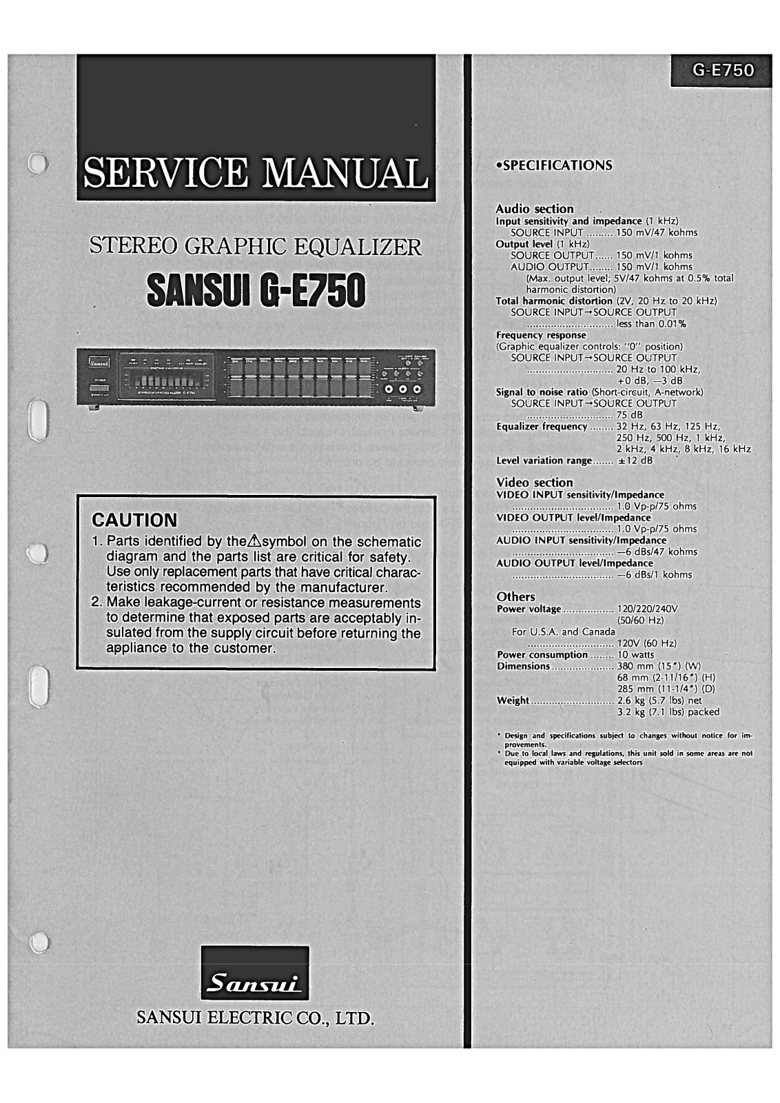 Sansui G-E750 Service Manual