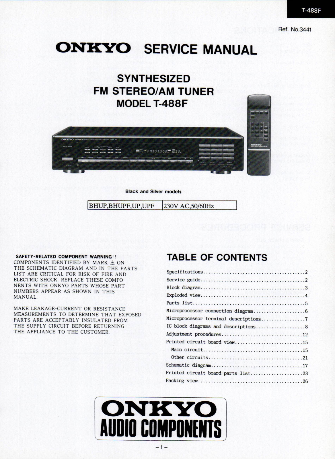 Onkyo T-488-F Service Manual