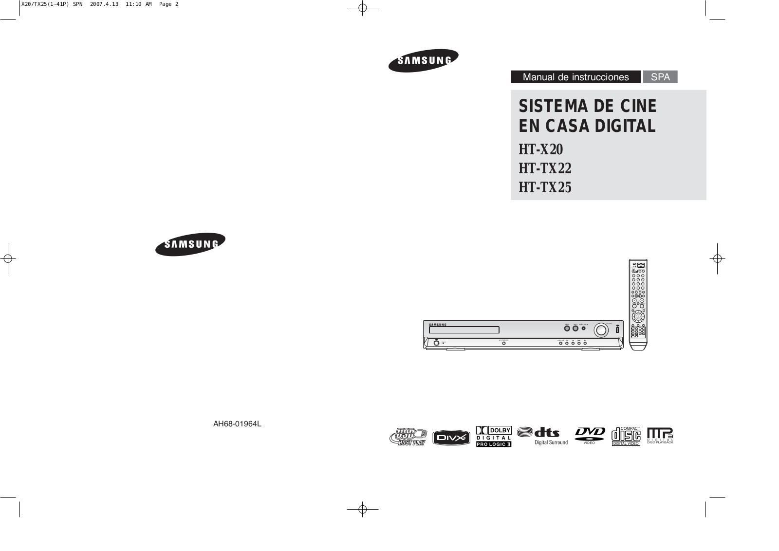 Samsung HT-X20T, HT-TX25T User Manual