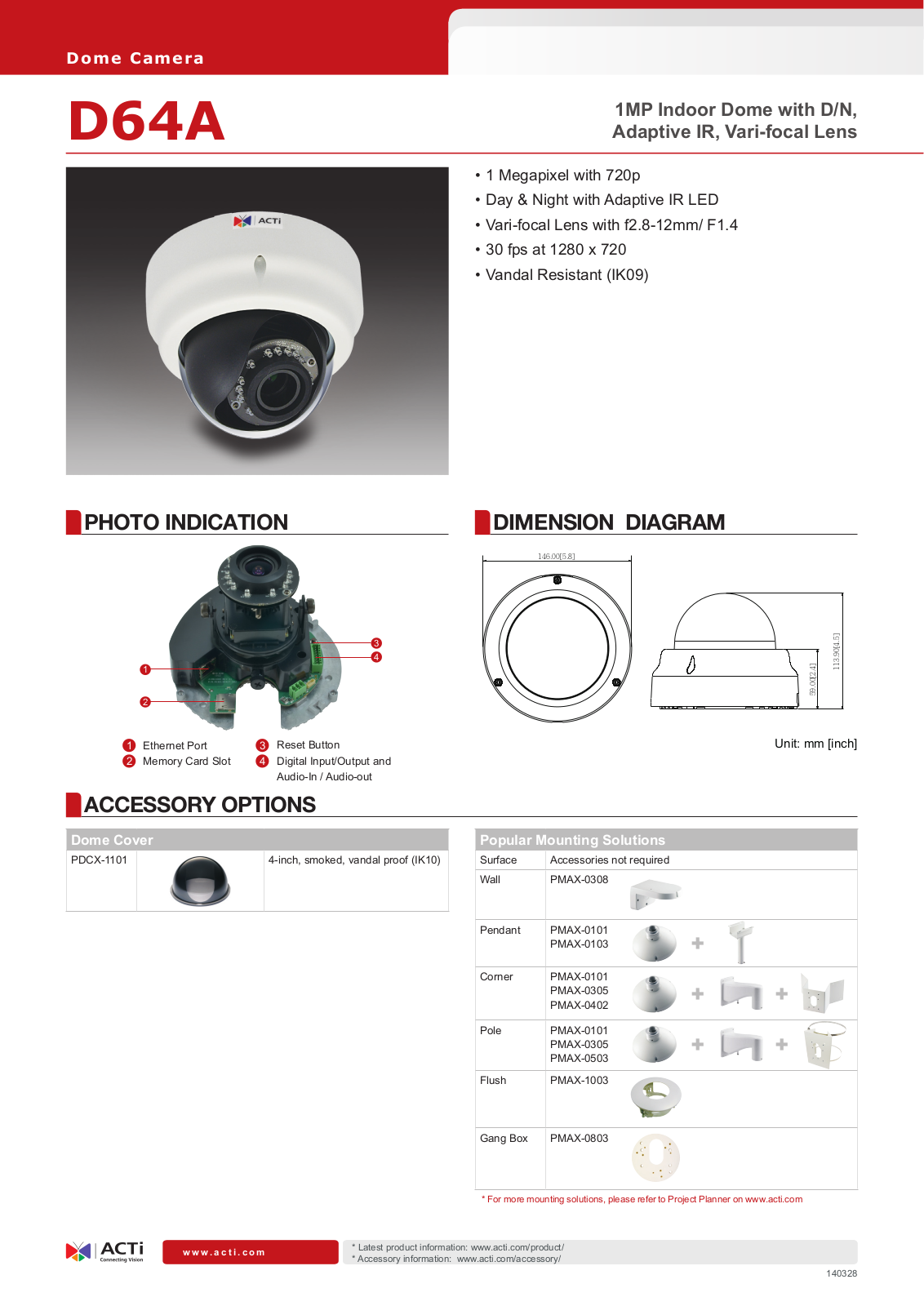 ACTi D64A Specsheet