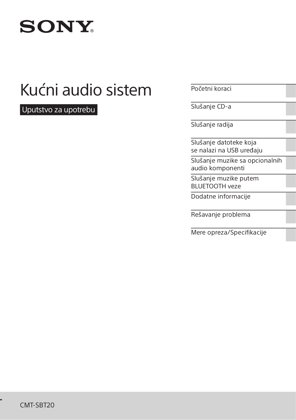 Sony CMT-SBT20 User Manual