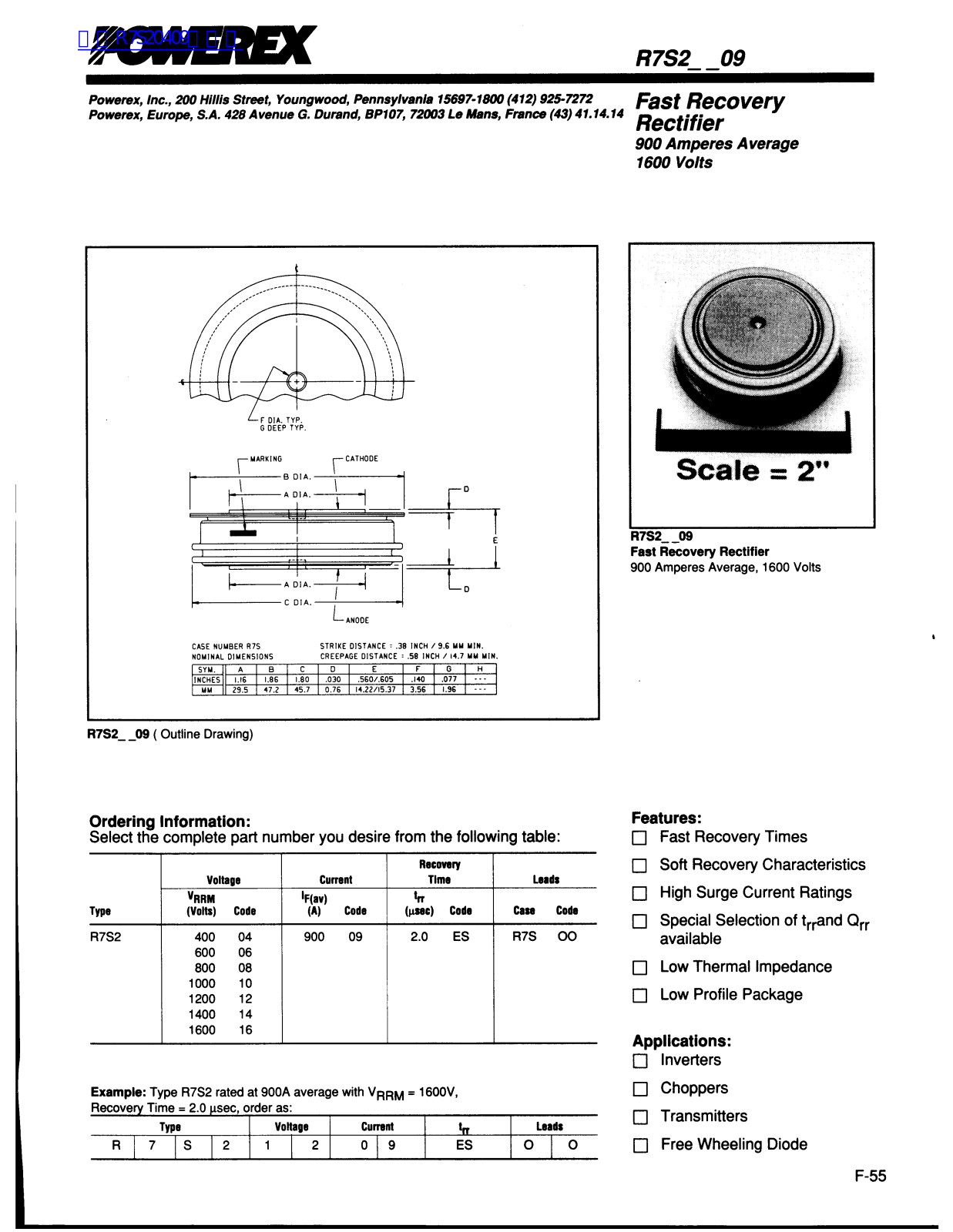 POWEREX R7S2-09 Technical data