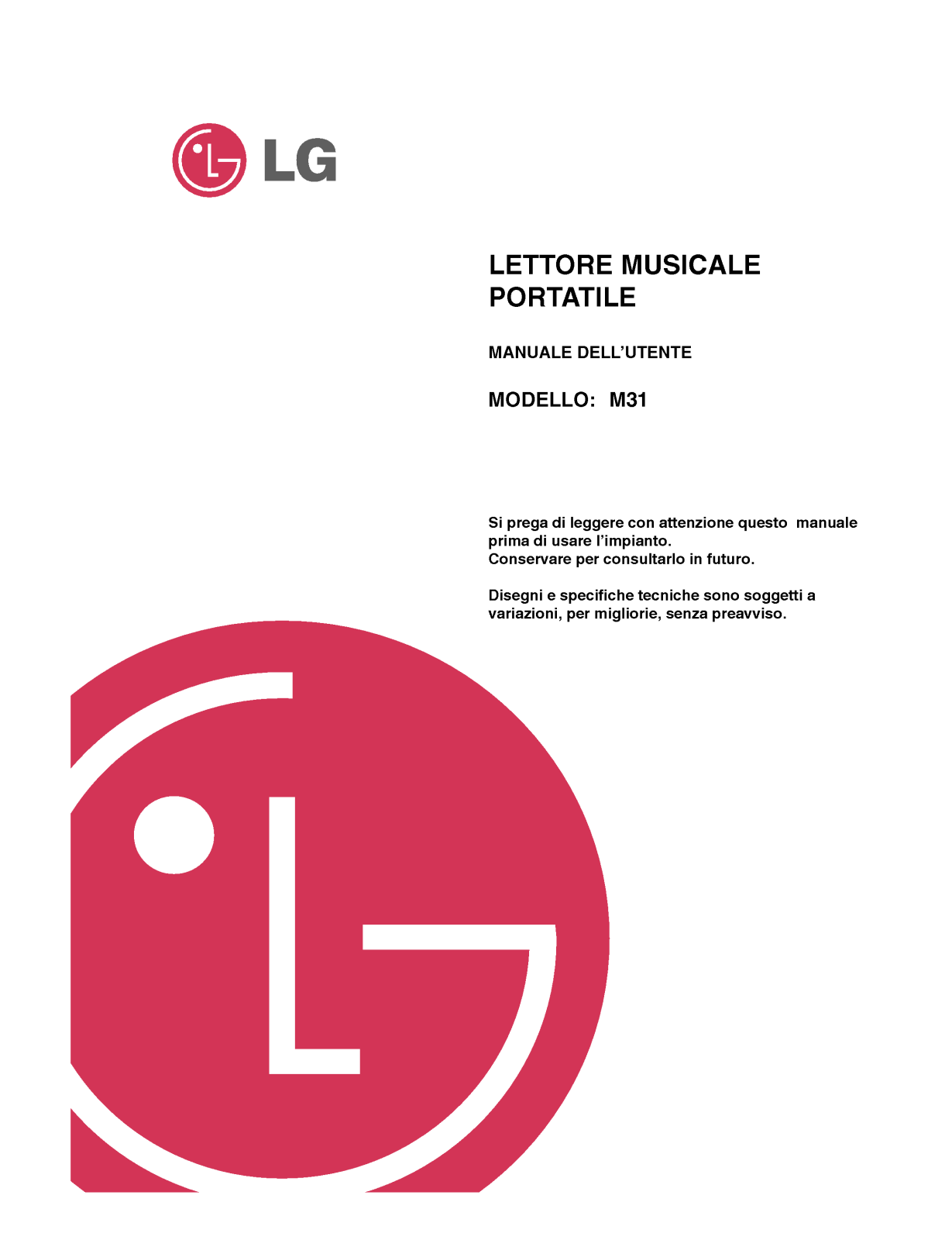 Lg M31 user Manual