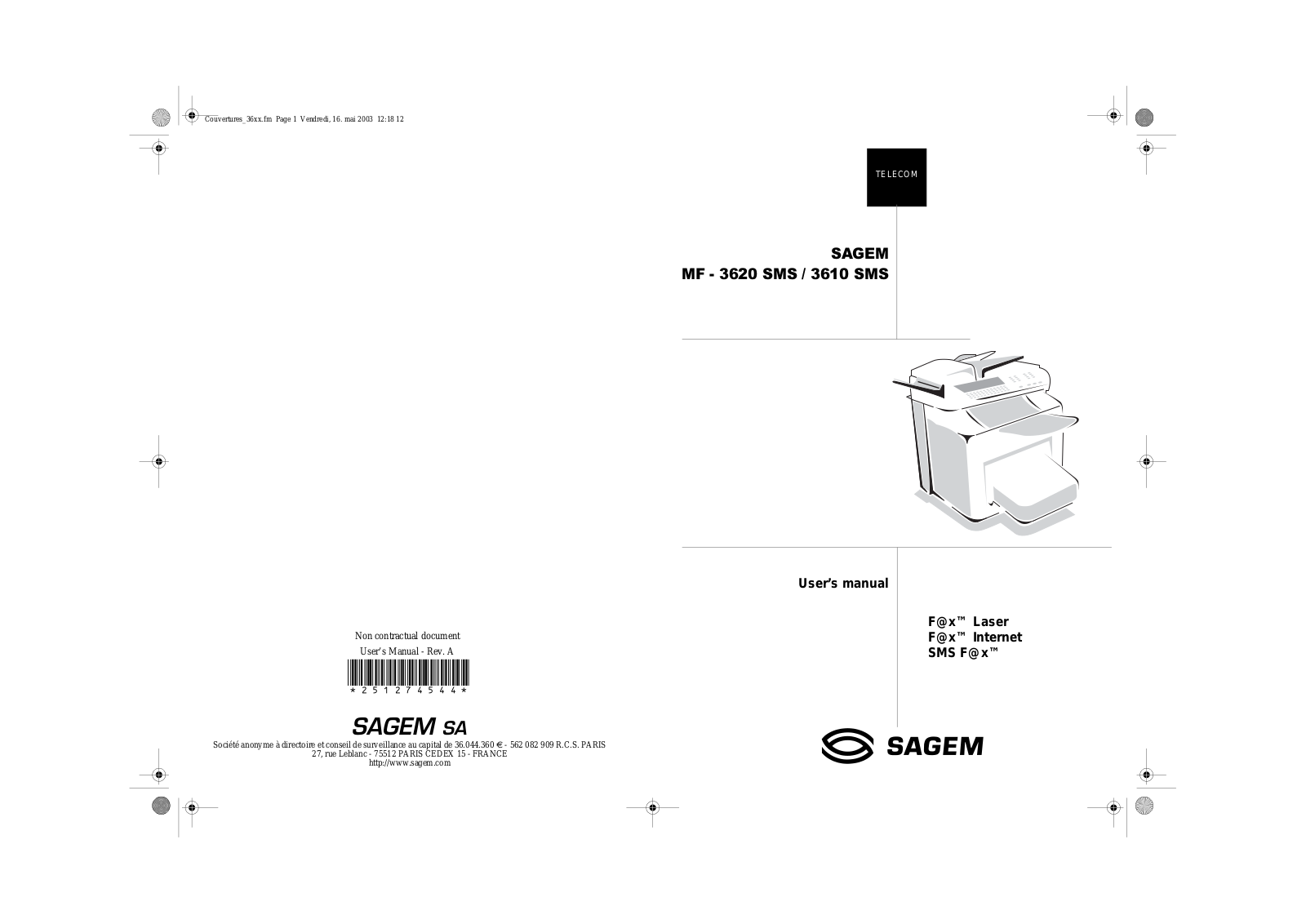 Sagem MF 3610 sms, MF 3620 sms User Manual