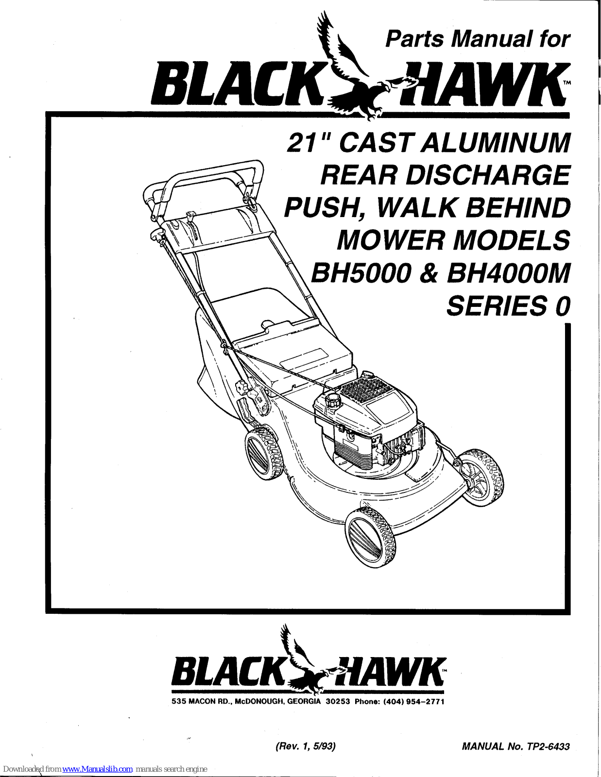 Black Hawk BH4000M, BH5000 Parts List