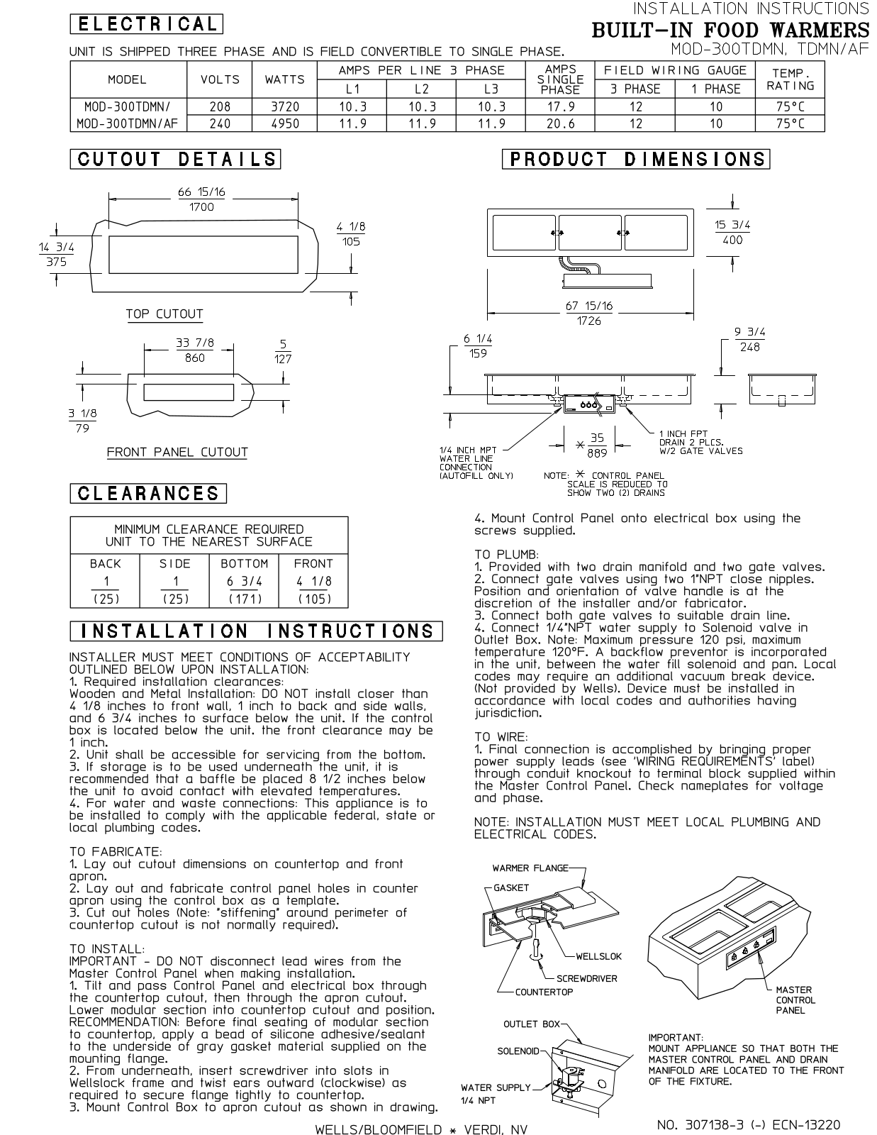 Wells MOD-300TDMN Installation  Manual