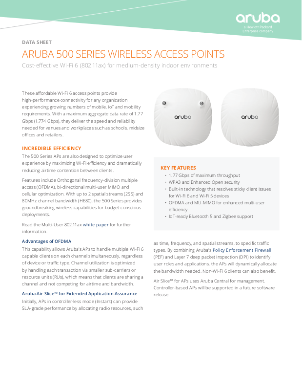 Aruba AP-505 Data sheet